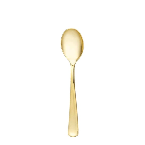 EcoQuality Disposable Plastic Polished Gold Spoons Bag - Great for Party, Soups, Kitchen, Office, Togo, Lunch, Cafeterias, Restaurants (24)