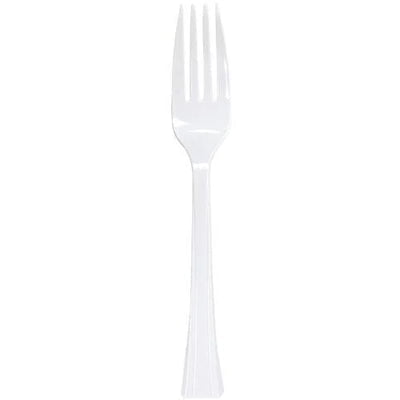 EcoQuality Disposable Plastic White Pearl Forks Bag - Great for Events, Kitchen, Office, Togo, Lunch, Cafeterias, Restaurants (96)