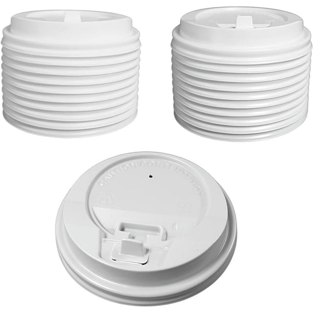 EcoQuality Disposable White Dome Lids - Sip Through Recyclable Coffee ...