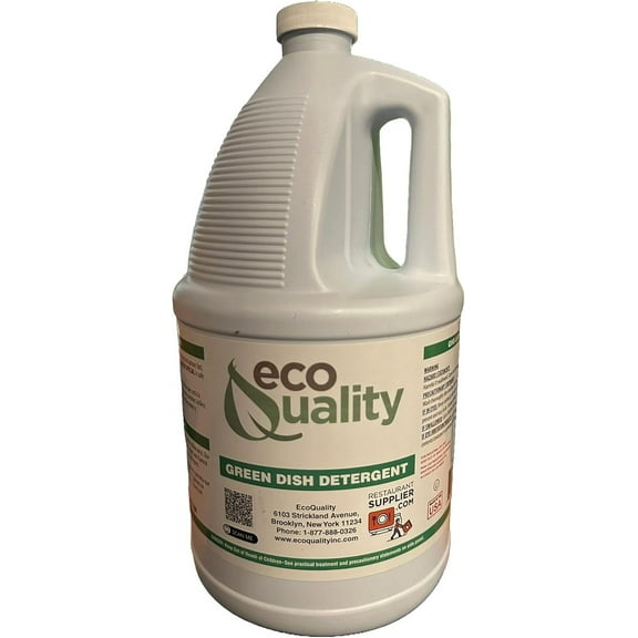 EcoQuality Green Dish Soap, Professional Detergent Liquid Pot and Pan Cleaner, Commercial, Light or Heavy Use, Concentrated, Food Service, Restaurants, (1)