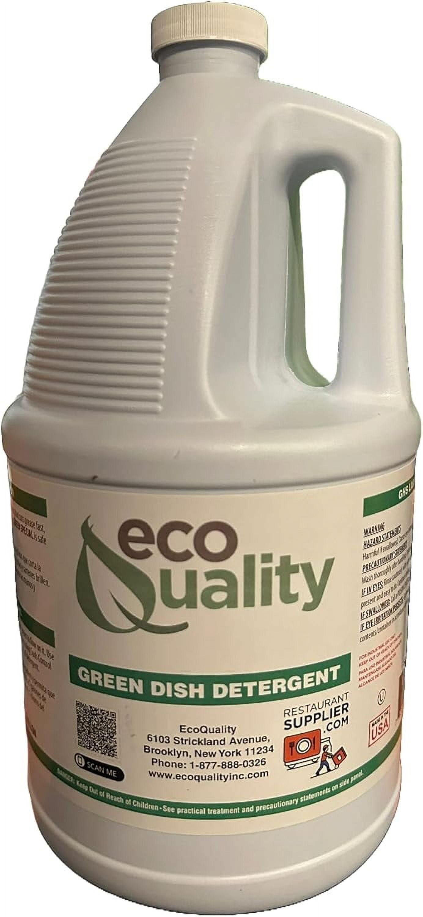 EcoQuality Green Dish Soap, Professional Detergent Liquid Pot and Pan Cleaner, Commercial, Light or Heavy Use, Concentrated, Food Service, Restaurants, (4)