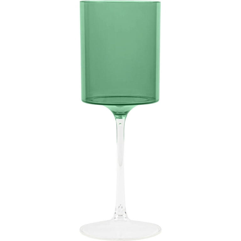 (30 PACK) EcoQuality Translucent Plastic Green Wine Glasses with Gold Rim -  12 oz Wine Glass with Stem, Disposable Shatterproof Wine Goblets