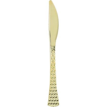 EcoQuality Hammered Disposable Plastic Knives - Heavy Weight Plastic Gold Cutlery Disposable Utensils Silverware Perfect for Wedding Birthday Event Planning Baby Shower Anniversaries (20 Pack)