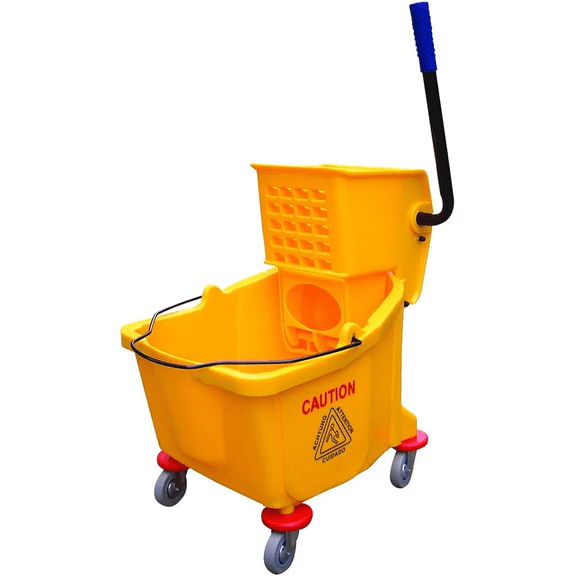 EcoQuality Heavy Duty 36 Qt Cleaning Mop Bucket & Wringer Combo with Wheels - Yellow