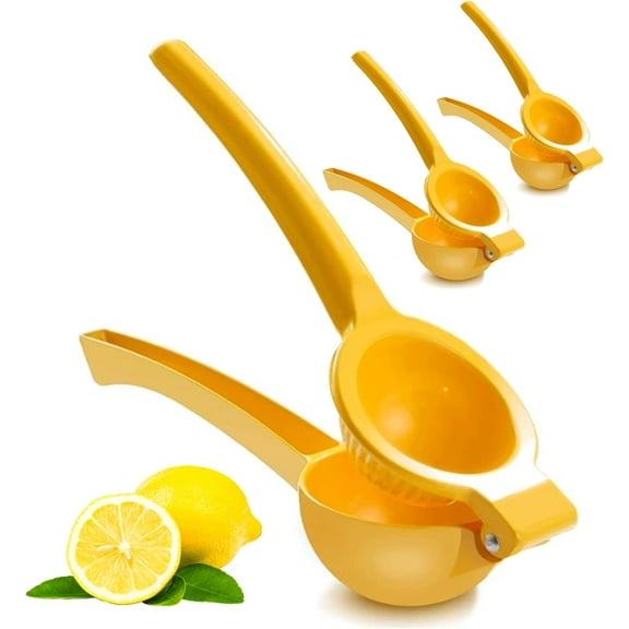 EcoQuality Heavy Duty Handheld Yellow Citrus Juice Squeezer Premium Lemon, Lime & Orange Press for Maximum Extraction Easy to Use, Durable and Rust Resistant Metal Manual Juicer (12)