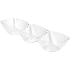 EcoQuality Mini Clear 3 Compartment Plastic Dip Dish – Disposable Sauce and Condiment Tray for Snacks Appetizers Parties Catering Events Buffet Food Service Small Portion Divided Dish (3)