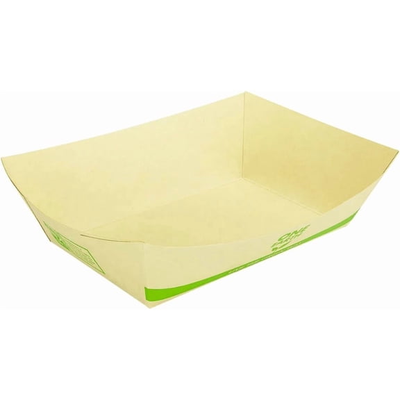 EcoQuality Natural Bamboo 5 lb Disposable Food Boat Trays, 50 Pack