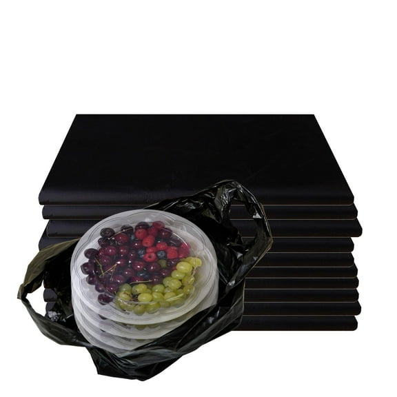 EcoQuality Plastic Black T-Shirt Bags 1500ct, 1/10 Shopping Bags, Grocery Bags, Poly Bags, Multi-Use, Small Size, Reusable Carry Out Bags (8x4x16 in.) (13 Micron)