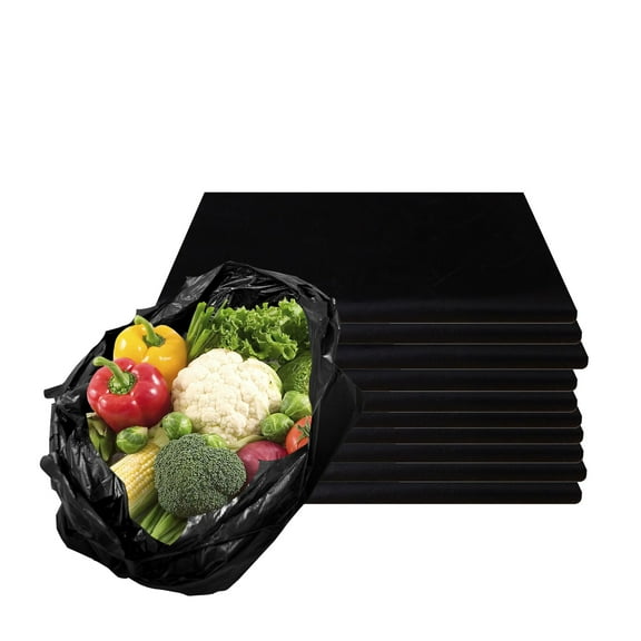 EcoQuality Plastic Black T-Shirt Bags 600ct, 1/6 Shopping Bags, Grocery Bags, Poly Bags, Multi-Use, Small Size, Reusable Carry Out Bags (11x6x21 in.) (13 Micron)