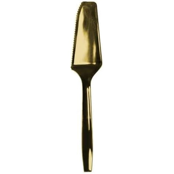 EcoQuality Polished Gold Plastic Cake Server Set Disposable Cake Server for Weddings Birthdays Anniversaries Parties Elegant Dessert Serving Utensils for Cakes Pies and Pastries (2)