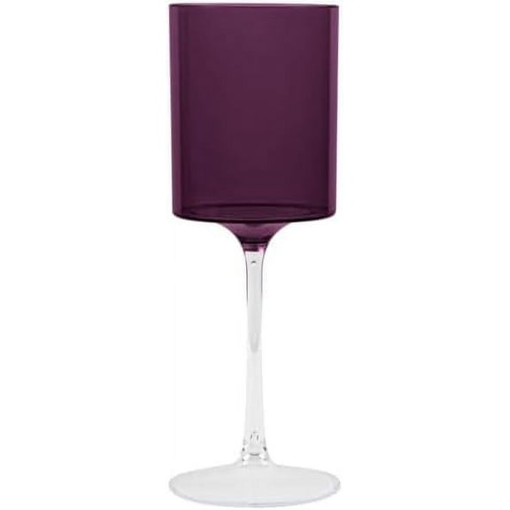 EcoQuality Purple Plastic Wine Glasses with Clear Stem - 14 oz Wine Glass, Disposable Shatterproof Wine Goblets, Reusable, Elegant Drink Cup Tumbler, Weddings, Party, Dinner, Baby Showers (5)