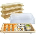 thumbnail image 1 of EcoQuality Small Compostable Sushi Trays with Lids - Natural Sugarcane Bagasse Take Out Sushi Container - Biodegradable Disposable Sushi Plate with Lid Eco Friendly To go Serving Tray (400 PACK), 1 of 8