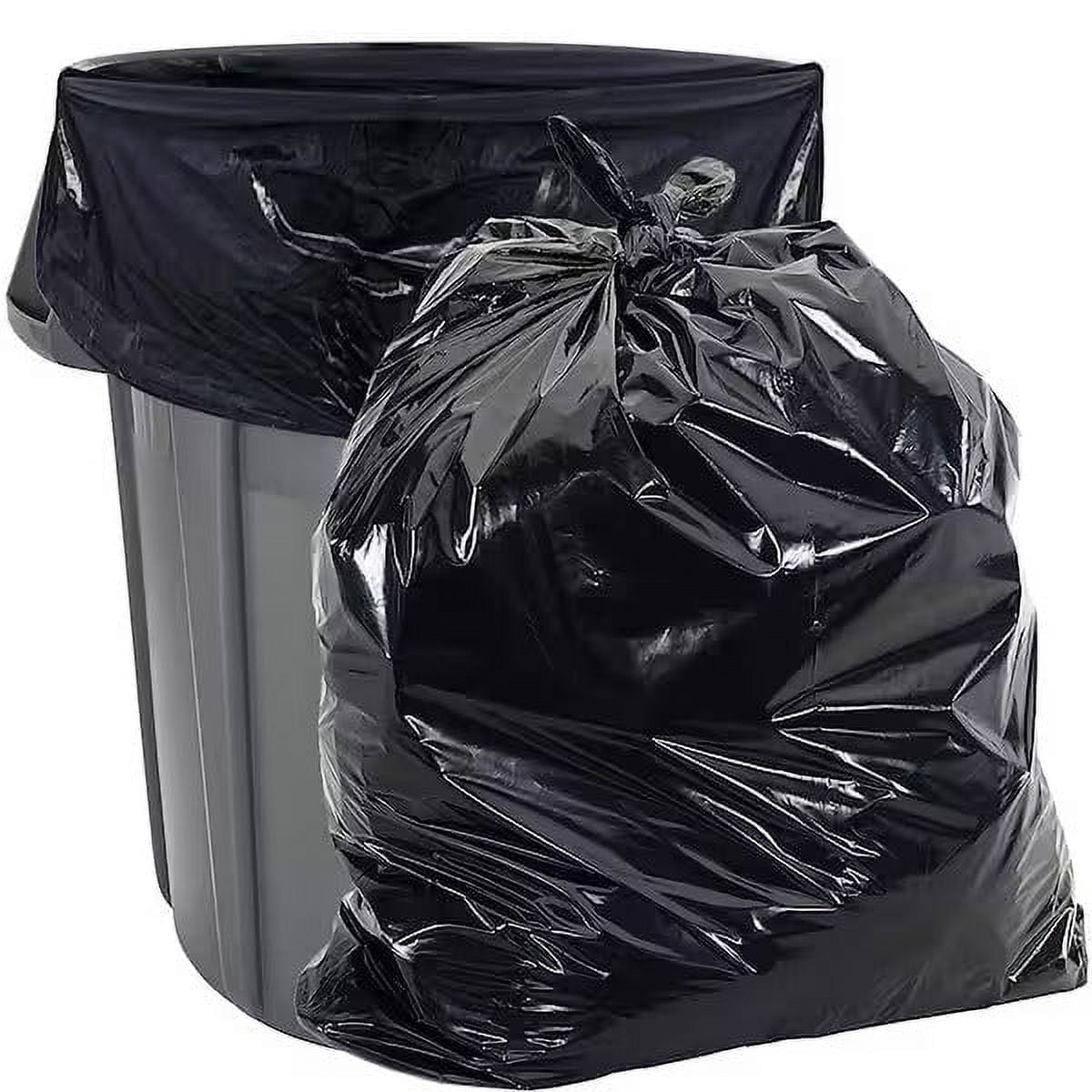 65 Gallon Black Plastic Trash Bags, Open Top Garbage Can Liners, Heavy Duty Waste Bags, 15 Count