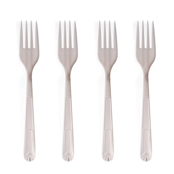 EcoQuality Disposable Plastic Heavy Weight Forks Unwrapped White, Great for Parties, Office, Lunch, Restaurants (1000)