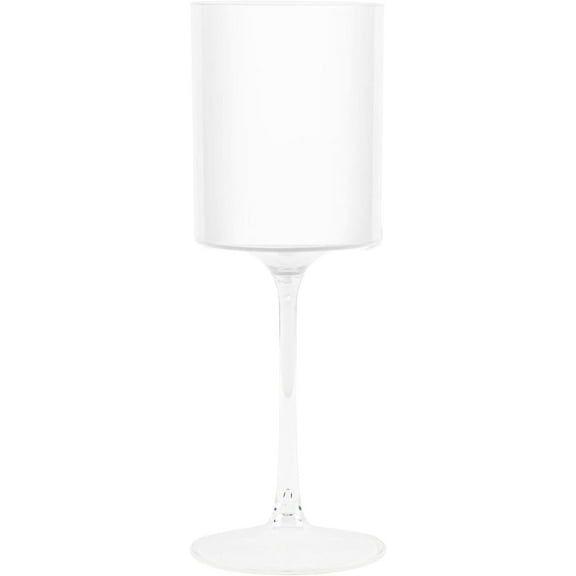 EcoQuality White Plastic Wine Glasses with Clear Stem - 9 oz Wine Glass, Disposable Shatterproof Wine Goblets, Reusable, Elegant Drink Cup Tumbler, Weddings, Party, Dinner, Baby Showers (5)