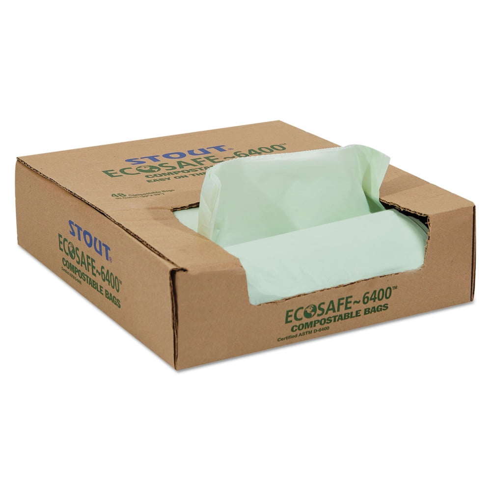 Stout EcoSafe-6400 Bags, Green, 13 Gallon, 45 ct