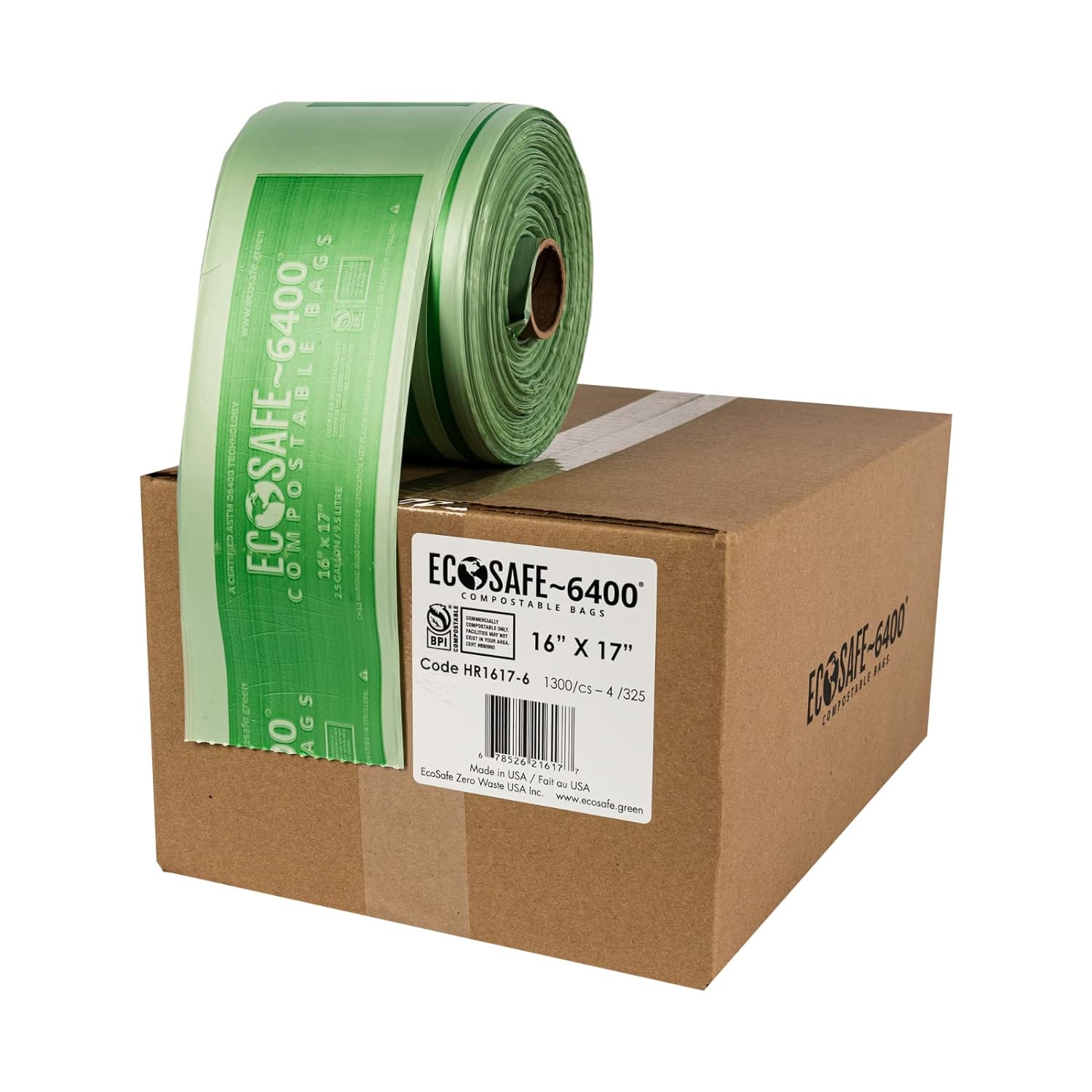 EcoSafe-6400 Compostable Bags - 16x17", Extra Strong For 2.5 Gallon Food Scrap Bins, Pack Of 720 (BPI Certified)