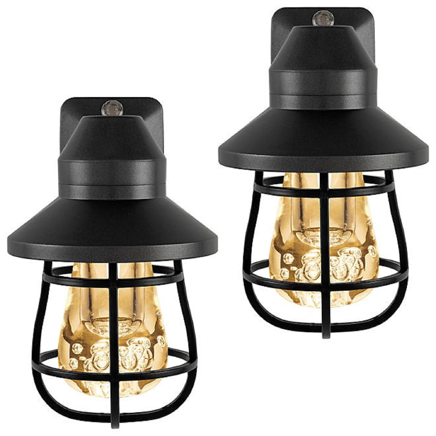 Vintage Black Cage LED Night Light Set of 2