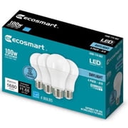EcoSmart 100-Watt Equivalent A19 Medium Base Dimmable LED Light Bulb Daylight 4-Pack