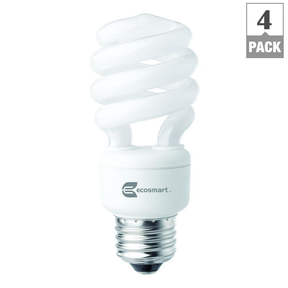 EcoSmart 14W 5000K Spiral CFL Light Bulb Daylight 4 Pack