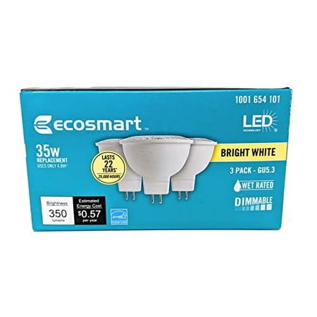 Ecosmart 35W Equivalent Bright White MR16 GU5.3 Dimmable LED Light Bulb (3-Pack)