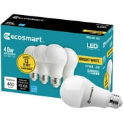 EcoSmart 40-Watt Equivalent A19 Dimmable Energy Star LED Light Bulb Bright White 4-Pack