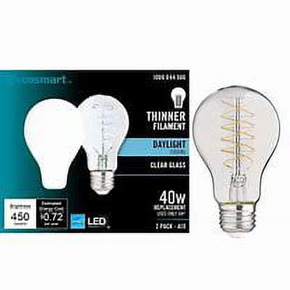 EcoSmart 40-Watt Equivalent A19 ENERGY STAR and CEC Dimmable Fine Bendy LED Light Bulb Daylight (2-Pack)