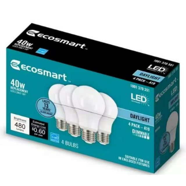 EcoSmart Dimmable LED Light Bulb, 40Watt Equivalent, Daylight A19