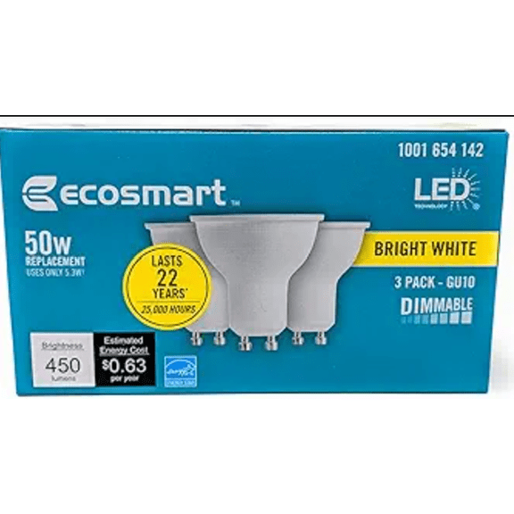 EcoSmart 50W Equivalent Bright White MR16 GU10 LED Light Bulb (3-Pack)