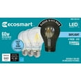 thumbnail image 1 of EcoSmart 60-Watt Equivalent A19 Dimmable Energy Star Clear Filament Vintage Style LED Light Bulb Daylight (4-Pack), 1 of 3