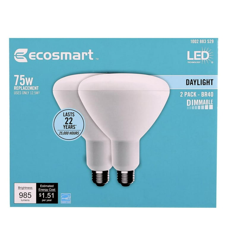 EcoSmart 75-Watt Equivalent BR40 Dimmable Energy Star LED Light Bulb Daylight (2-Pack) EcoSmart 75-Watt Equivalent BR40 Dimmable Energy Star LED Light Bulb Daylight (2-Pack)