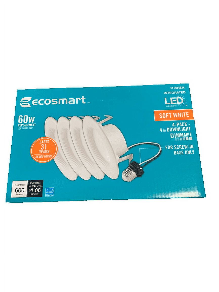 EcoSmart ECS in. 2700K Integrated LED Recessed Trim (4-Pack) 311945834 