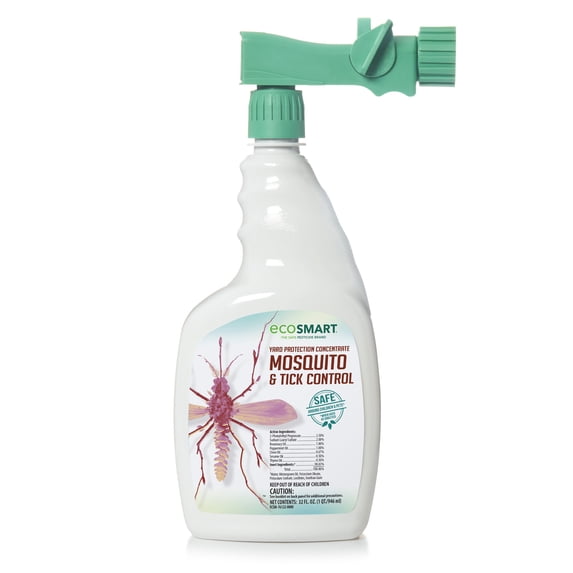 EcoSmart Natural, Plant-Based Yard Protection Concentrate Mosquito and Tick Control, 32 Ounce Hose End Sprayer Bottle