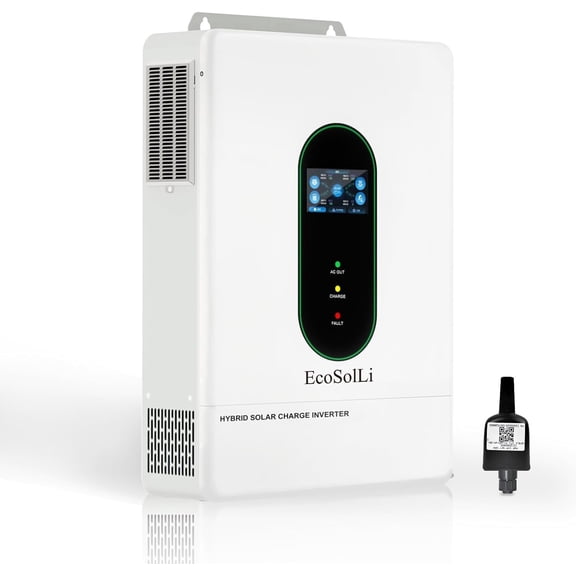 EcoSolLi 12000W Hybrid Solar Inverter with WiFi, 48V Split‑Phase 120V/240V Settable AC, Dual Built‑in MPPT, Max 6 Parallel, for LiFePO4 / Lead‑Acid Battery, Home RV Use, UL1741 Certified