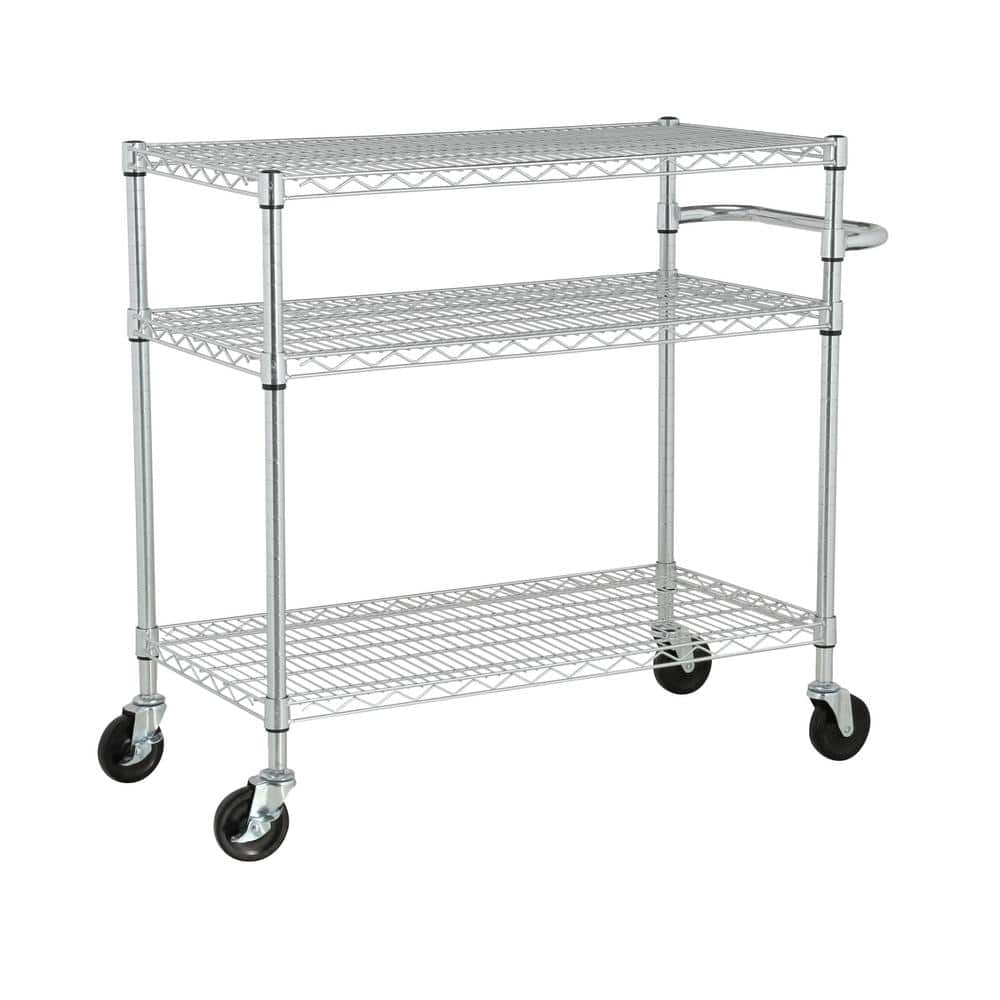 EcoStorage 3‐Tier 40.5 in. x 18 in. x 36 in. Cart in Chrome