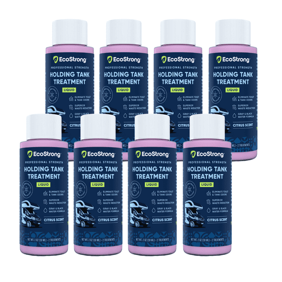 EcoStrong's RV Toilet Holding Tank Treatment: Waste Digesting Bacteria and Enzymes (8 x 2 oz Shots - Citrus)