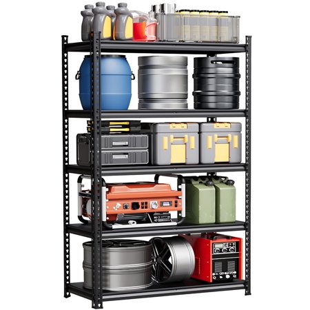 EcoSummer 5-Tier Heavy Duty Metal Garage Shelving Unit, 36"W x 72"H, 3850 lbs Capacity, Adjustable Storage Rack with Steel Frame, Black