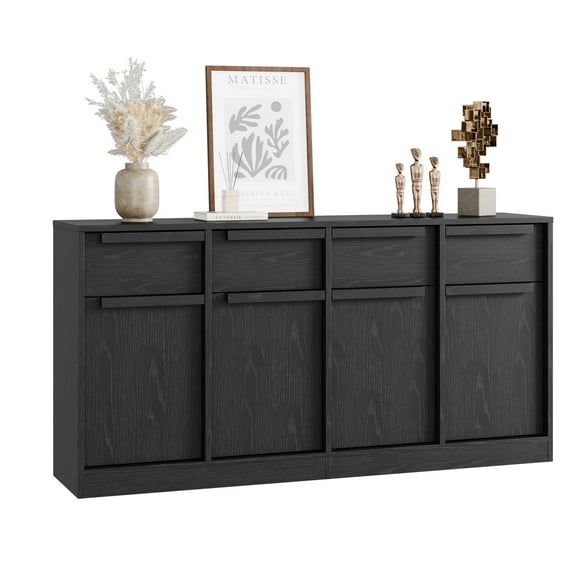 EcoSummer 62.4" Modern Sideboard Buffet Cabinet with Wood Grain Panels, Large Storage Credenza for Dining Room, Kitchen, and Living Room
