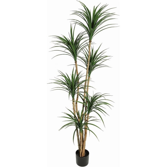 EcoSummer 6ft Artificial Dracaena Tree, Realistic Fake Dracaena Plant for Indoor Decor, Adjustable Branches with Weighted Base, Lifelike Faux Tree for Living Room, Office, Nursery, Photo Backdrop