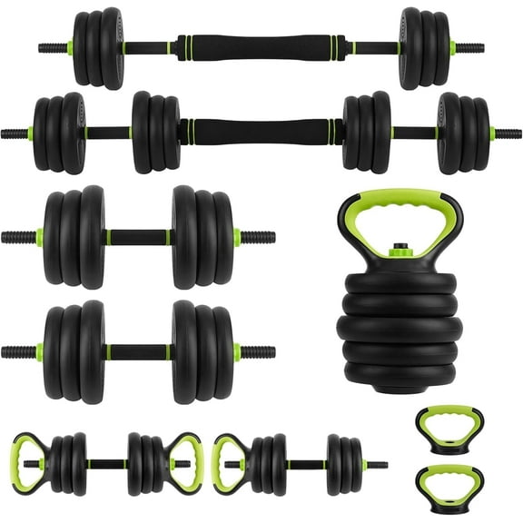 EcoSummer Adjustable Dumbbell Set 44Lbs 4-In-1 Dumbbell, Dumbbells and Barbell Exercise Fitness, Multi-Function Strength Training Weights Home Gym Equipment for Bench Press Squats and Push-Up Handles