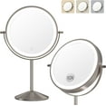 thumbnail image 1 of EcoSummer Lighted Makeup Mirror – Rechargeable, Height Adjustable, Double-Sided 1x/10x Magnifying Vanity Mirror with 3 Color Modes & Brightness Adjustable, 360° Rotation, Perfect Gift for Women, 1 of 7