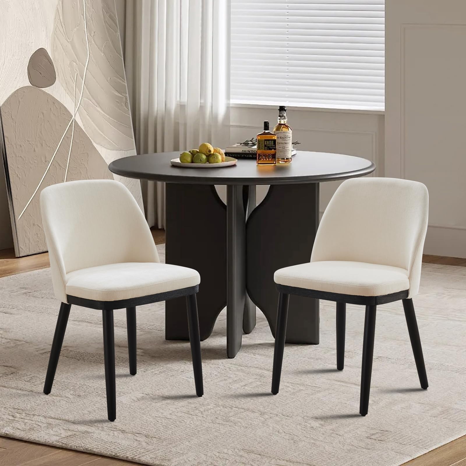 EcoSummer Upholstered Dining Chairs Set of 2, Modern Fabric Kitchen ...