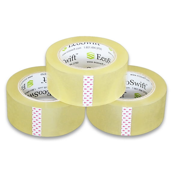 EcoSwift Brand Premium 1.88 in. x 110 yd. Clear Packing Packaging Tape 2.0 Mil, 6-Pack