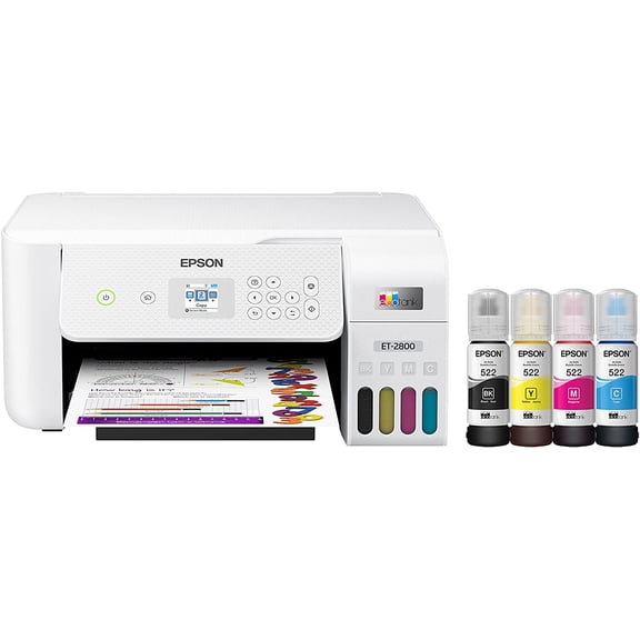 EcoTank ET-2800 Wireless Color All-in-One Supertank Printer with High-Capacity Ink