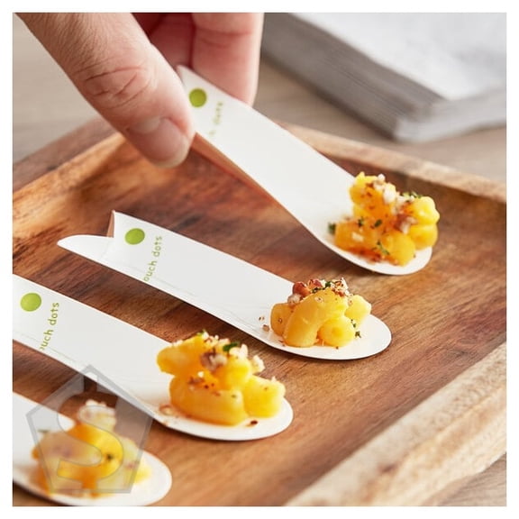 EcoTensil EcoTaster Mid GreenDot 3 3/4" Compostable Paperboard Tasting Spoon - 2,500/Case