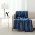 thumbnail image 1 of EcoThread™ Plush Heathered Soft Oversized Throw Blanket, Blue, 1 of 7