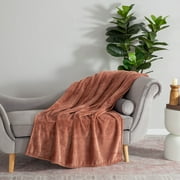 EcoThread  Plush Heathered Soft Oversized Throw Blanket, Copper