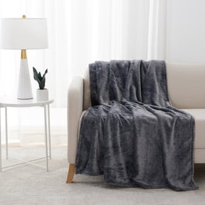 EcoThread Soft Plush Heathered Oversized Couch Throw Blanket, Gray