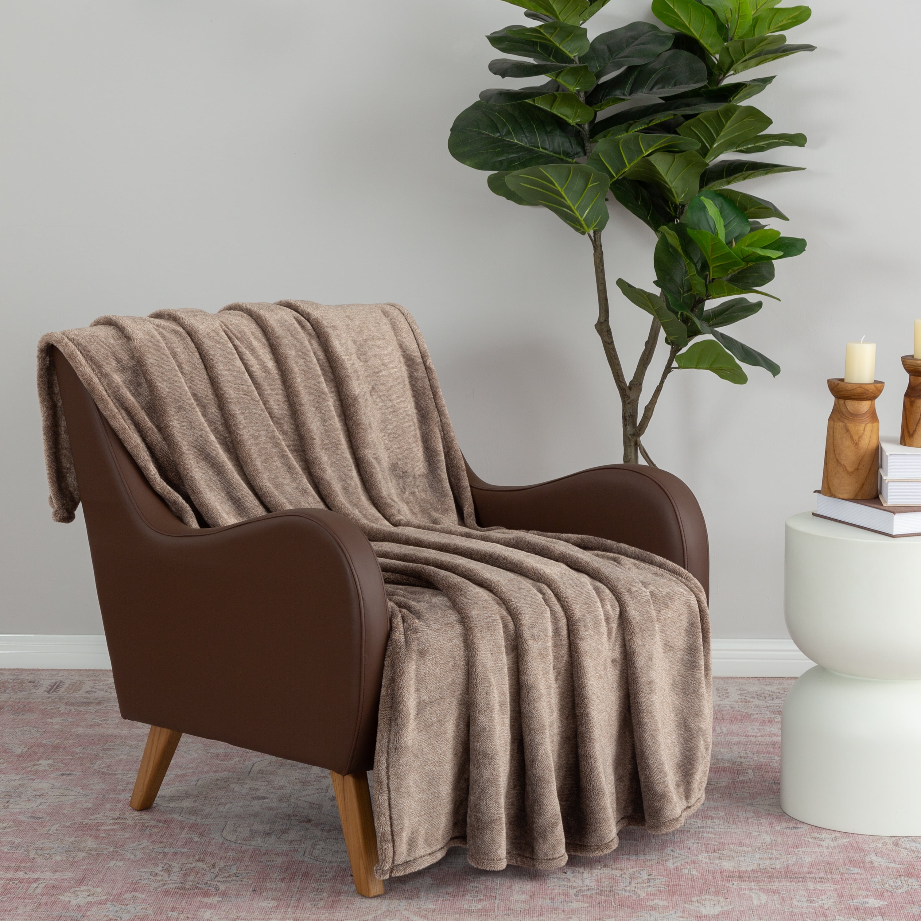 EcoThread™ Heather VelvetLoft® Soft Oversized Throw Blanket, Sumatra ...