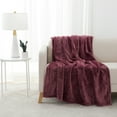 thumbnail image 1 of EcoThread Soft Plush Heathered Oversized Couch Throw Blanket, Wine, 1 of 7